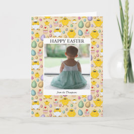 Cute Easter Chicken Pattern Feestdagen Kaart