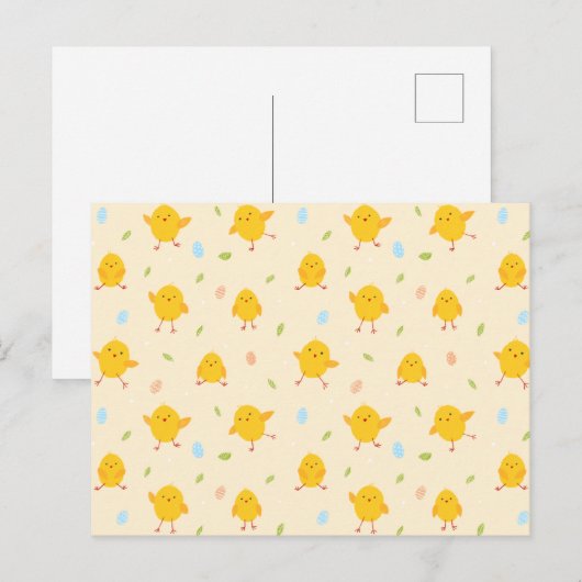 Cute Easter Chicken Pattern Feestdagenkaart (Voorkant / Achterkant)