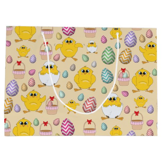 Cute Easter Chicken Pattern Groot Cadeauzakje (Achterkant)