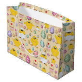 Cute Easter Chicken Pattern Groot Cadeauzakje (Achterkant Gekanteld)
