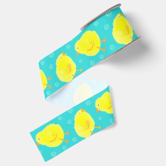 Cute Easter Chicken Pattern Grosgrain Lint (Achterkant)
