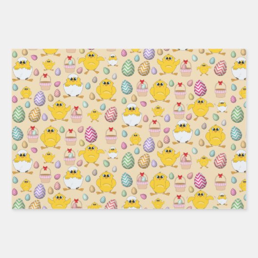 Cute Easter Chicken Pattern Inpakpapier Vel (Voorkant)