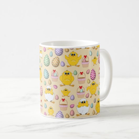 Cute Easter Chicken Pattern Koffiemok (Voorkant rechts)