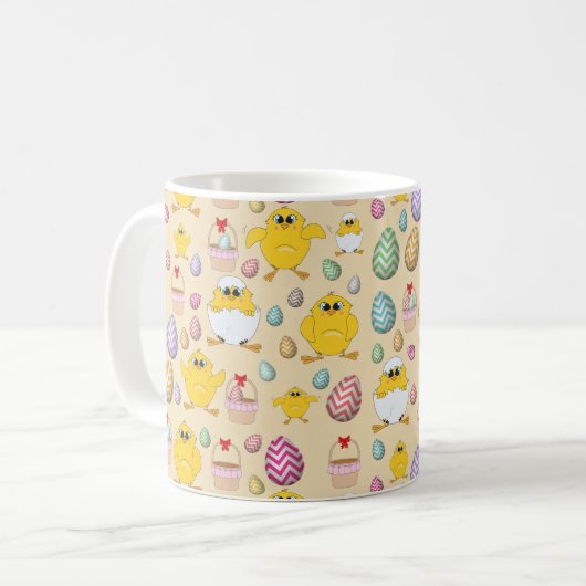 Cute Easter Chicken Pattern Koffiemok (Voorkant links)