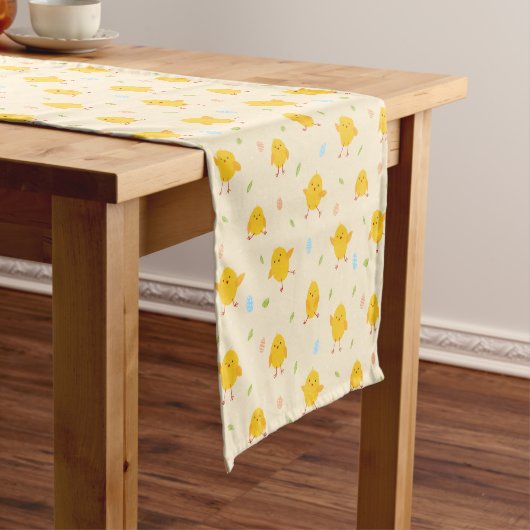 Cute Easter Chicken Pattern Korte Tafelloper (Voorbeeld)