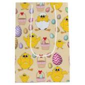 Cute Easter Chicken Pattern Medium Cadeauzakje (Achterkant)