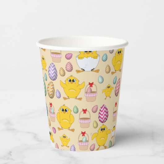 Cute Easter Chicken Pattern Papieren Bekers (Achterkant)