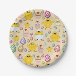 Cute Easter Chicken Pattern Papieren Bordje