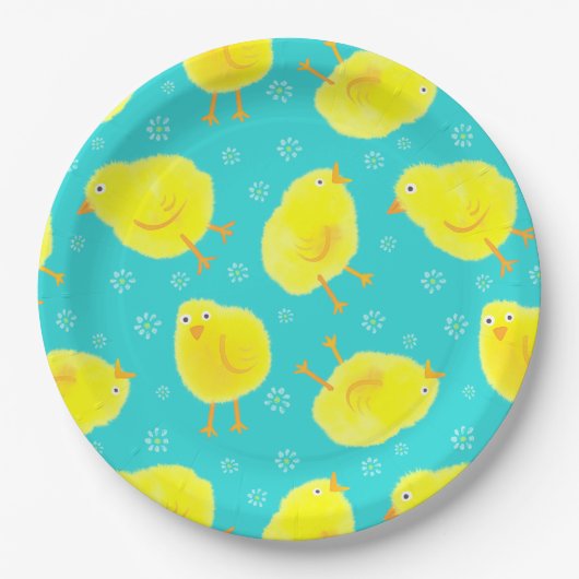 Cute Easter Chicken Pattern Papieren Bordje (Voorkant)
