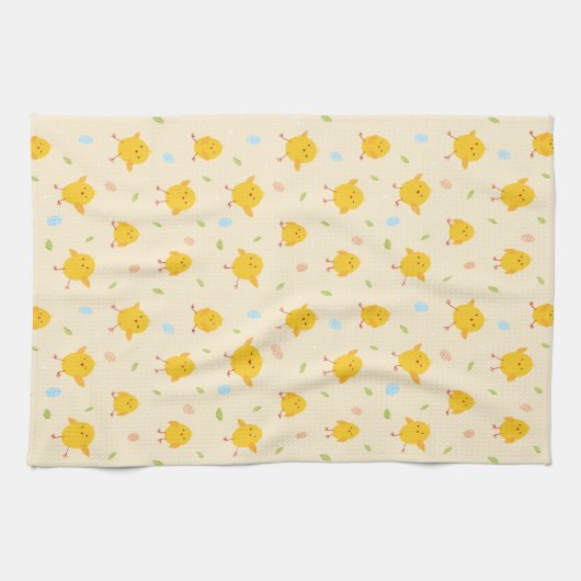 Cute Easter Chicken Pattern Theedoek (Horizontaal)