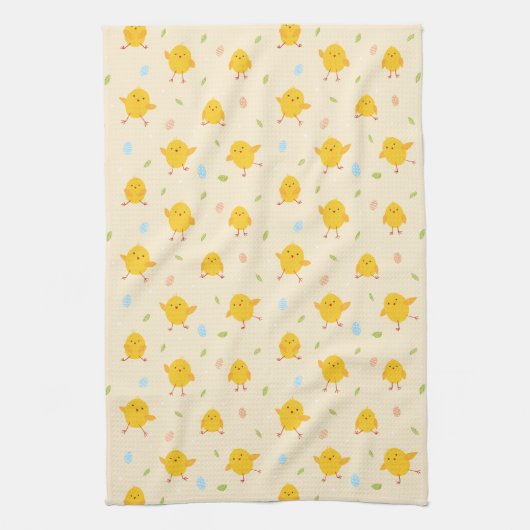 Cute Easter Chicken Pattern Theedoek (Verticaal)