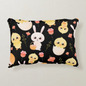 Cute Easter Chicks & Bunnies Seamless Pattern  Accent Kussen (Voorkant)
