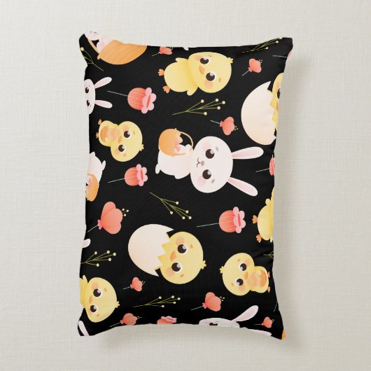 Cute Easter Chicks & Bunnies Seamless Pattern  Accent Kussen (Achterkant (Verticaal))