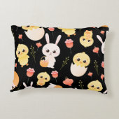 Cute Easter Chicks & Bunnies Seamless Pattern  Accent Kussen (Achterkant)