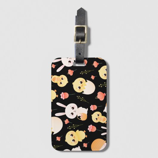 Cute Easter Chicks & Bunnies Seamless Pattern  Bagagelabel (Voorkant (verticaal))