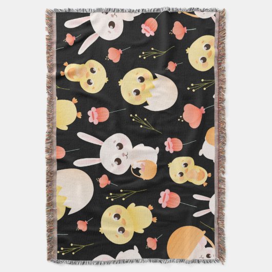 Cute Easter Chicks & Bunnies Seamless Pattern  Deken (Voorkant Verticaal)