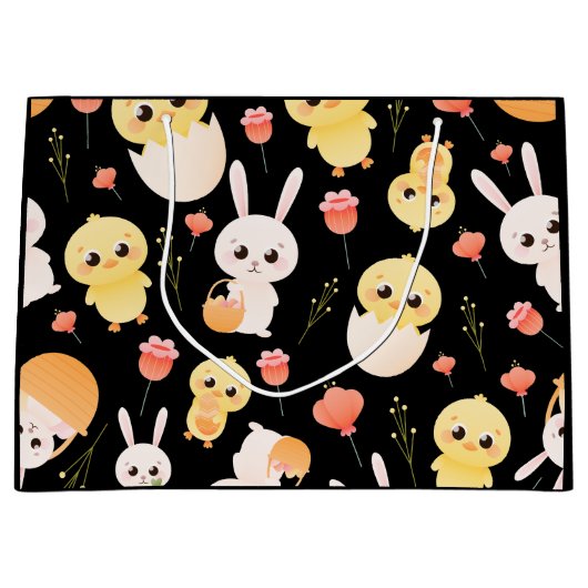 Cute Easter Chicks & Bunnies Seamless Pattern  Groot Cadeauzakje (Voorkant)