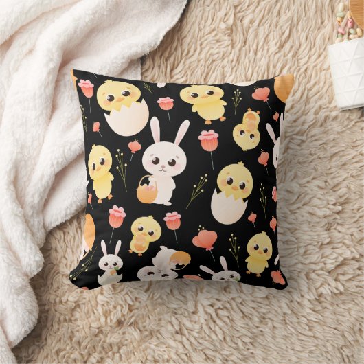 Cute Easter Chicks & Bunnies Seamless Pattern  Kussen (Deken)