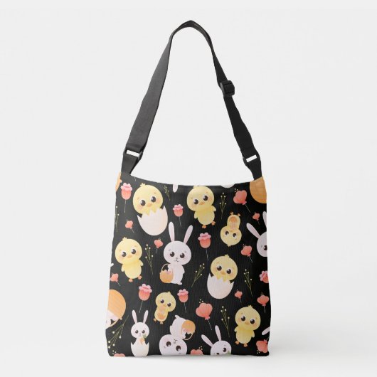 Cute Easter Chicks & Bunnies Seamless Pattern  Orn Crossbody Tas (Voorkant)