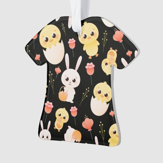 Cute Easter Chicks & Bunnies Seamless Pattern  Orn Ornament (voorkant)