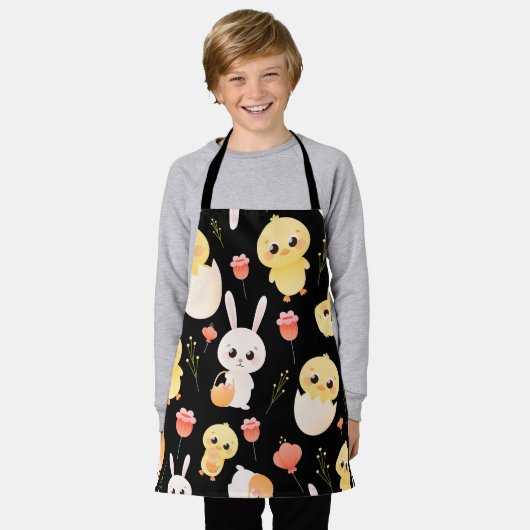 Cute Easter Chicks & Bunnies Seamless Pattern  Schort (Gedragen)