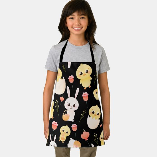 Cute Easter Chicks & Bunnies Seamless Pattern  Schort (Insitu)