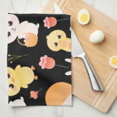 Cute Easter Chicks & Bunnies Seamless Pattern Theedoek (Quarter Fold)