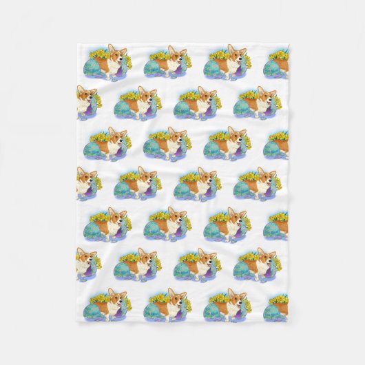Cute Easter Corgi Fleece Deken (Voorkant)