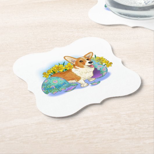 Cute Easter Corgi Kartonnen Onderzetters (Gekanteld)