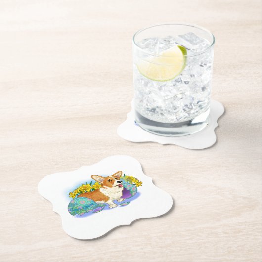 Cute Easter Corgi Kartonnen Onderzetters (Insitu)