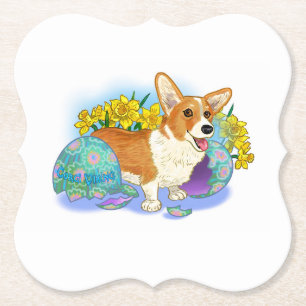 Cute Easter Corgi Kartonnen Onderzetters