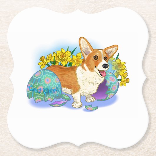 Cute Easter Corgi Kartonnen Onderzetters (Voorkant)