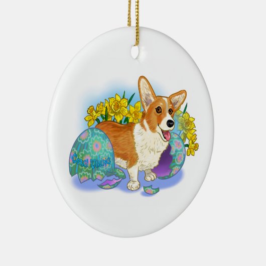 Cute Easter Corgi Keramisch Ornament (Rechts)