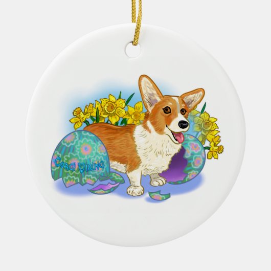 Cute Easter Corgi Keramisch Ornament (Voorkant)