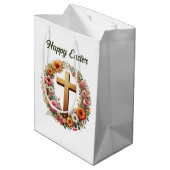 Cute Easter Cross customizable Medium Cadeauzakje (Achterkant Gekanteld)