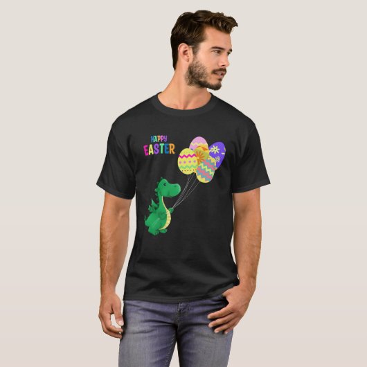 Cute Easter Dino Balloon Design T-shirt (Voorkant volledig)
