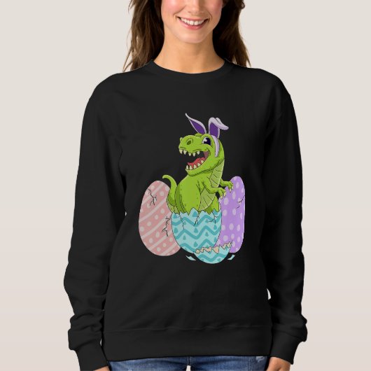 Cute Easter Dinosaur T Rex Bunny Easter Day Toddle Trui (Voorkant)