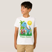 Cute Easter dinosaur voeg bericht toe hier T-shirt (Voorkant volledig)
