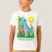 Cute Easter dinosaur voeg bericht toe hier T-shirt (Voorkant)