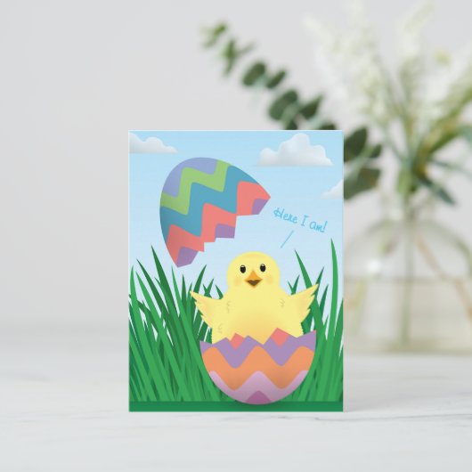 Cute Easter Egg Chick Hatch Briefkaart (Staand voorkant)