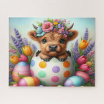 Cute Easter Egg Highland Cow Legpuzzel<br><div class="desc">Cute Easter Egg Highland Cow
Art/illustration
colorful
customizable</div>