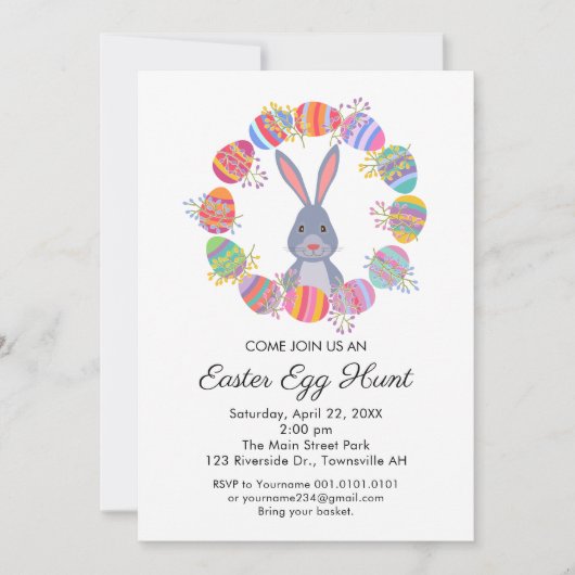 cute Easter Egg Hunt Invitation Birthday Party Kaart (Voorkant)