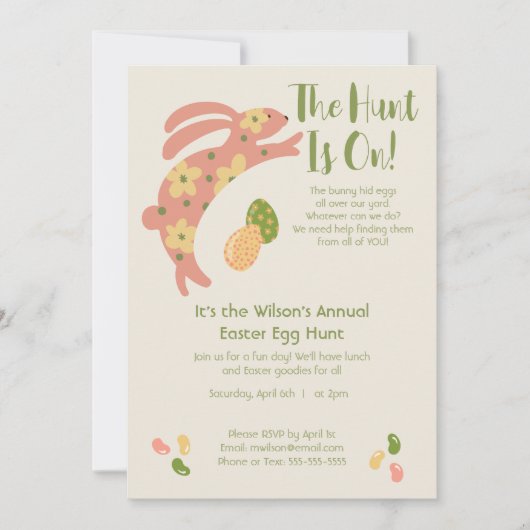 Cute Easter Egg Hunt Invitation Kaart (Voorkant)