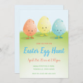 Cute Easter Egg Hunt Invitation Kaart (Voorkant / Achterkant)