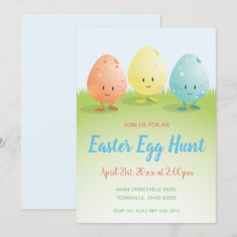 Cute Easter Egg Hunt Invitation Kaart