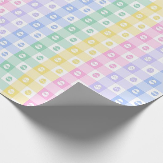 Cute Easter Egg Pastel Checkered wrapping paper Cadeaupapier (Hoek)