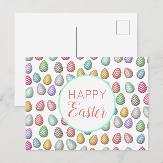 Cute Easter Egg Pattern Pastel Colors Feestdagenkaart (Voorkant / Achterkant)