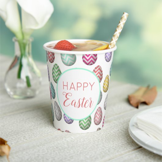 Cute Easter Egg Pattern Pastel Colors Papieren Bekers (Insitu)
