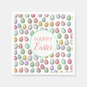 Cute Easter Egg Pattern Pastel Colors Servet