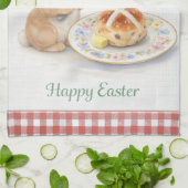 Cute Easter Gift Bunny Tea Towel | Hot Cross Bun Theedoek (Gevouwen)